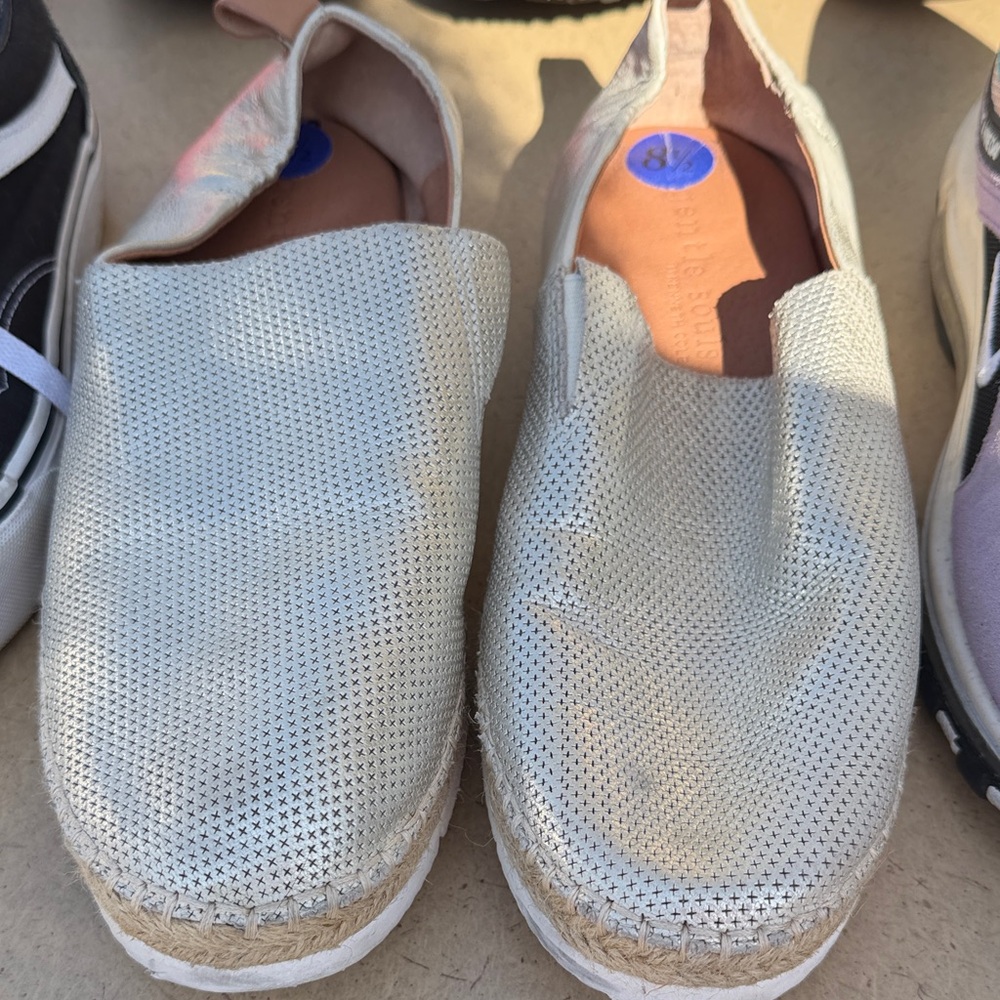 Silver Metallic Slip-On Espadrille Flats